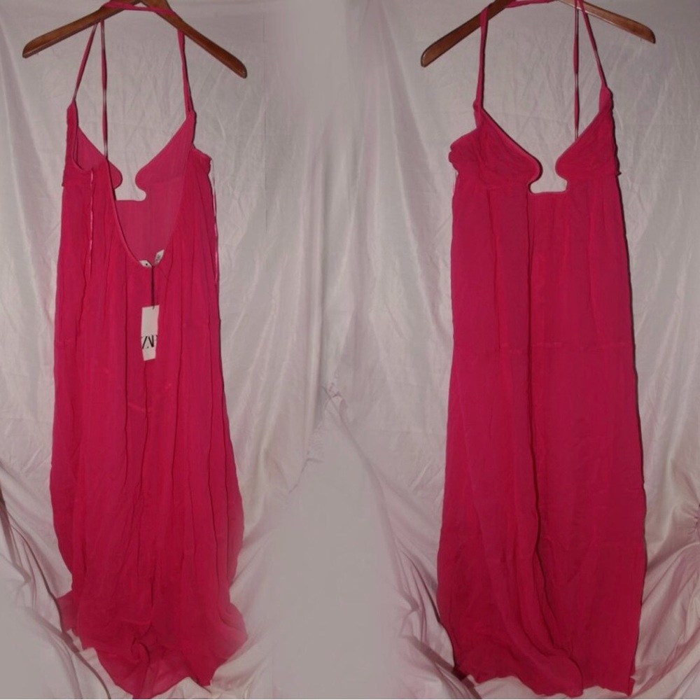 NWT Zara Voluminous Chiffon Sleeveless Maxi Dress Size XL - Picture 2 of 5